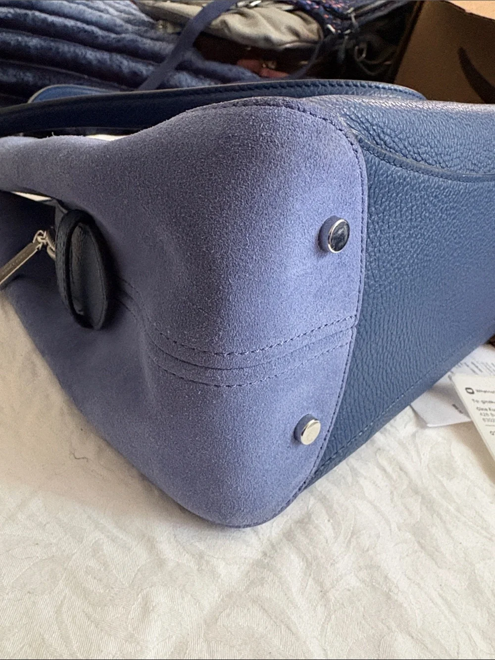 kate spade Leila Blue Pebbled Leather with suede Shoulder Bag